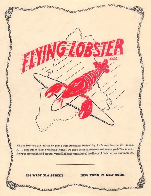 The Flying Lobster, New York 1940s - A2 (420x594mm) Archival Print (Unframed)