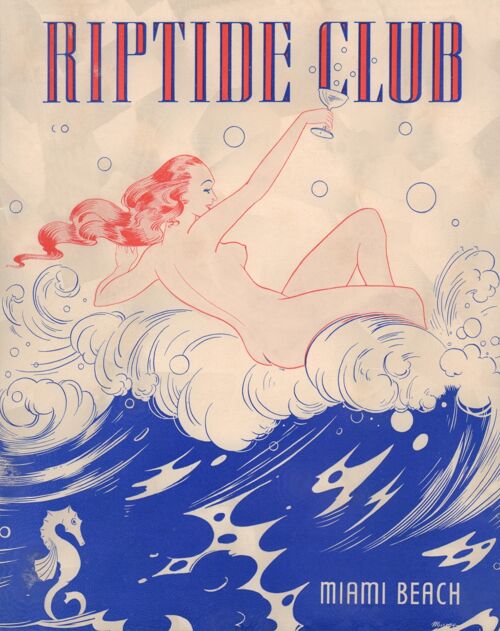 Riptide Club, Miami Beach 1930s - A3+ (329x483mm, 13x19 inch) Archival Print (Unframed)