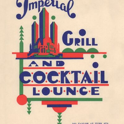 Imperial Grill & Cocktail Lounge, San Francisco, 1940s - A3+ (329x483mm, 13x19 inch) Archival Print (Unframed)