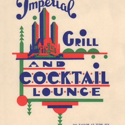 Imperial Grill & Cocktail Lounge, San Francisco, 1940s - A1 (594x840mm) Archival Print (Unframed)