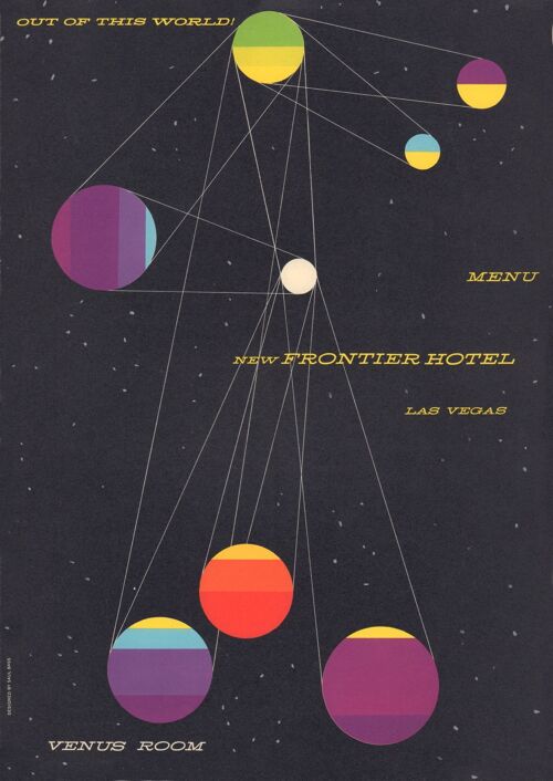 New Frontier Hotel, Las Vegas, Saul Bass Menu Art, 1956 - A4 (210x297mm) Archival Print (Unframed)