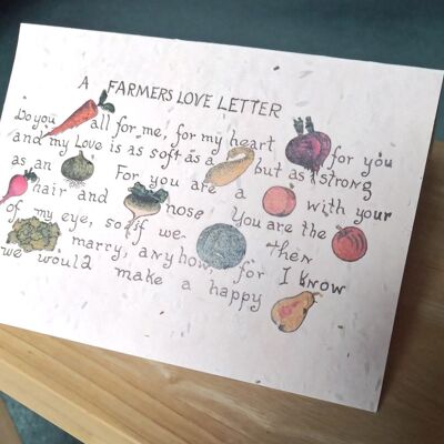 Carte de voeux ensemencée par lettre d'amour d'un fermier