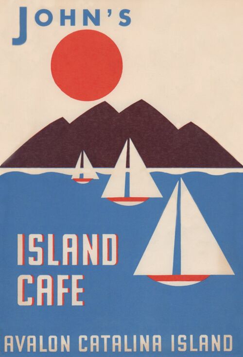 John's Island Cafe, Dorothy and Otis Shepard, Santa Catalina, 1940s/50s - A1 (594x840mm) Archival Print (Unframed)