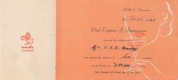 R.M.S. Invitation de boissons de Franconie 1955 - A4 (210x297mm) impression d'archives (sans cadre) 2