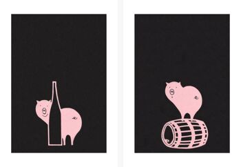 Pink Pigs, Le Tire Du Bouchon / La Vieille Porte, Montréal des années 1970 - Les deux avant + arrière - A3+ (329x483mm, 13x19 pouces) Tirage d'archives (Sans cadre) 1