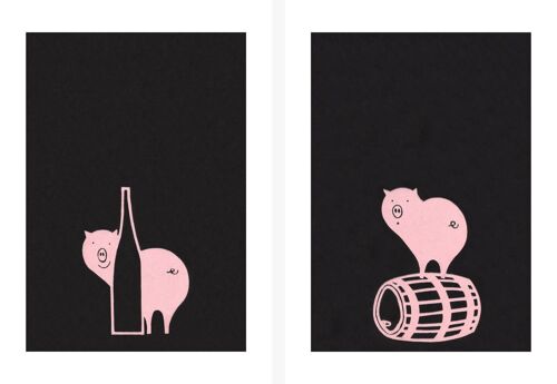 Pink Pigs, Le Tire Du Bouchon / La Vieille Porte, Montreal 1970s - Both Front + Rear - A2 (420x594mm) Archival Print(s) (Unframed)
