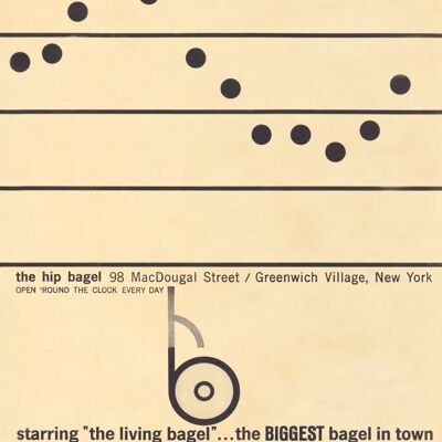 The Hip Bagel, New York, 1960s - A3 (297x420mm) Archival Print (Unframed)