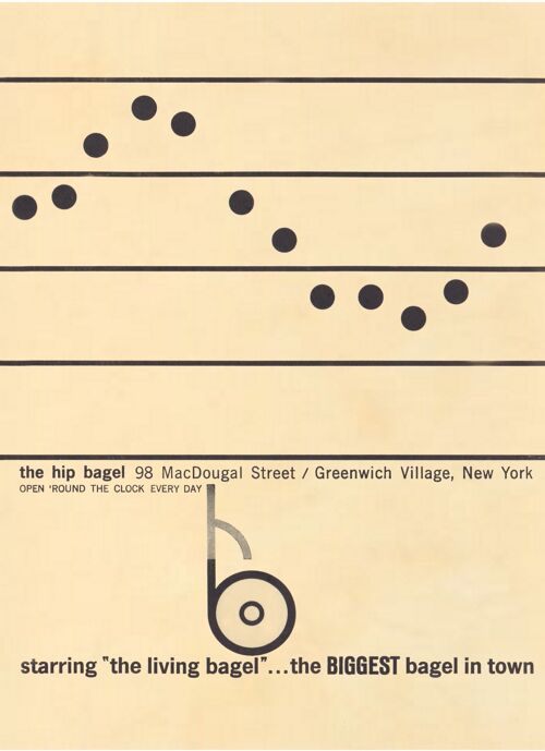 The Hip Bagel, New York, 1960s - 50x76cm (20x30 inch) Archival Print (Unframed)