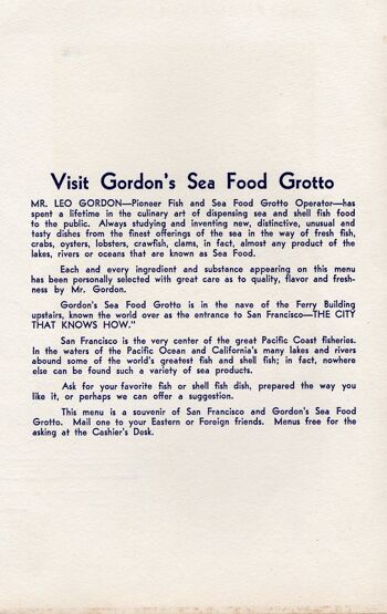 Gordon's Sea Food Grotto, San Francisco, 1938 - A3+ (329x483mm, 13x19 pouces) impression d'archives (sans cadre) 3