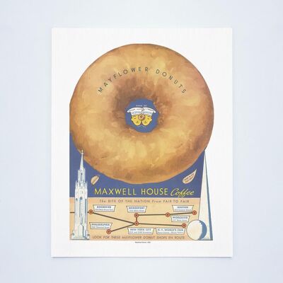 Copertina Mayflower Donuts, San Francisco e New York World's Fairs, 1939 - A4 (210 x 297 mm) Stampa d'archivio (senza cornice)