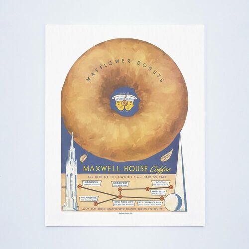 Mayflower Donuts Front Cover, San Francisco and New York World's Fairs, 1939 - A2 (420x594mm) Archival Print (Unframed)
