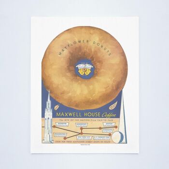 Mayflower Donuts Front Cover, San Francisco et New York World's Fairs, 1939 - 50x76cm (20x30 pouces) Tirage d'archives (Sans cadre) 1