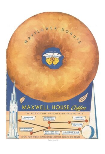 Mayflower Donuts Front Cover, San Francisco et New York World's Fairs, 1939 - 50x76cm (20x30 pouces) Tirage d'archives (Sans cadre) 2
