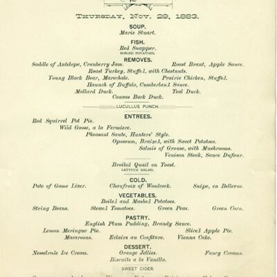 Windsor Hotel, St Paul, Thanksgiving 1883 - A4 (210x297mm) Archival Print (Unframed)