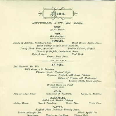 Windsor Hotel, St Paul, Thanksgiving 1883 - A3+ (329x483mm, 13x19 inch) Archival Print (Unframed)