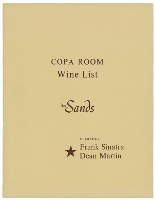 Copa Room Wine List Cover, The Sands Hotel, Las Vegas Frank Sinatra & Dean Martin, 1960s - A3 (297x420mm) Archival Print (Unframed)
