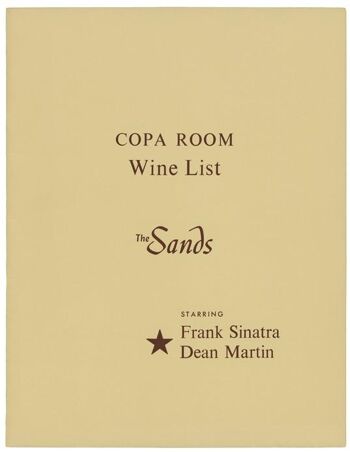 Copa Room Wine List Cover, The Sands Hotel, Las Vegas Frank Sinatra & Dean Martin, années 1960 - A3+ (329 x 483 mm, 13 x 19 pouces) impression d'archives (sans cadre) 1