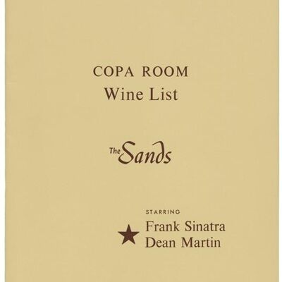 Cubierta de la carta de vinos de Copa Room, The Sands Hotel, Las Vegas Frank Sinatra & Dean Martin, 1960 - 50 x 76 cm (20 x 30 pulgadas) Impresión de archivo (sin marco)