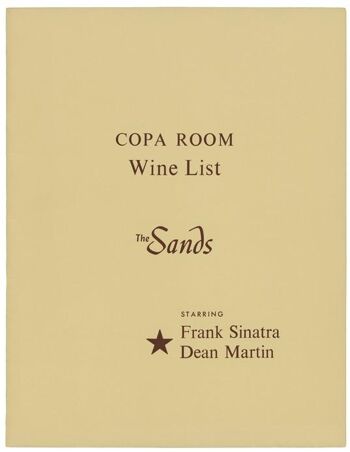 Copa Room Wine List Cover, The Sands Hotel, Las Vegas Frank Sinatra & Dean Martin, années 1960 - 50 x 76 cm (20 x 30 pouces) impression d'archives (sans cadre) 1