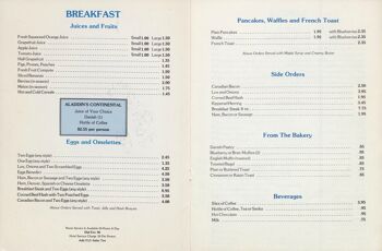 Menu du service de chambre de l'hôtel et du casino Aladdin, Las Vegas, années 1960 - A3+ (329 x 483 mm, 13 x 19 pouces) impression d'archives (sans cadre) 2