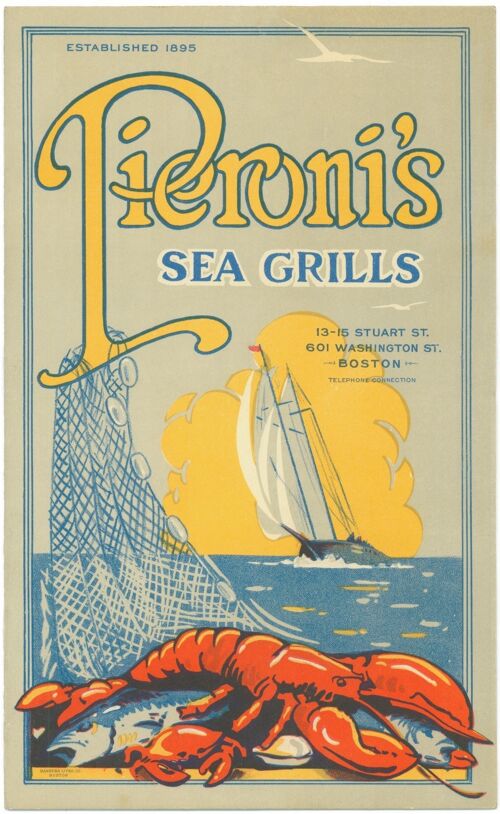 Pieroni's Sea Grills, Boston 1950s - A4 (210x297mm) Archival Print (Unframed)