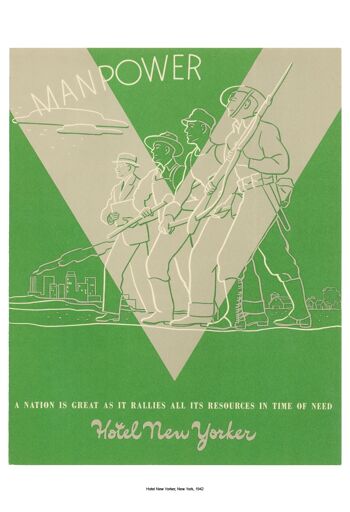 Hotel New Yorker "Manpower", New York, 1942 - A4 (210x297mm) Impression d'archives (Sans cadre) 3