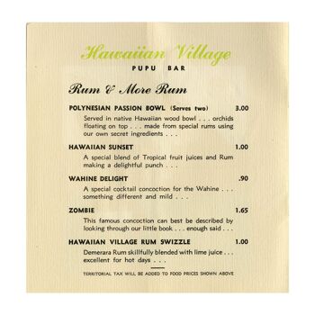 Hawaiian Village Hotel Pupu Bar, Waikiki, années 1950 - A2 (420x594mm) impression d'archives (sans cadre) 2