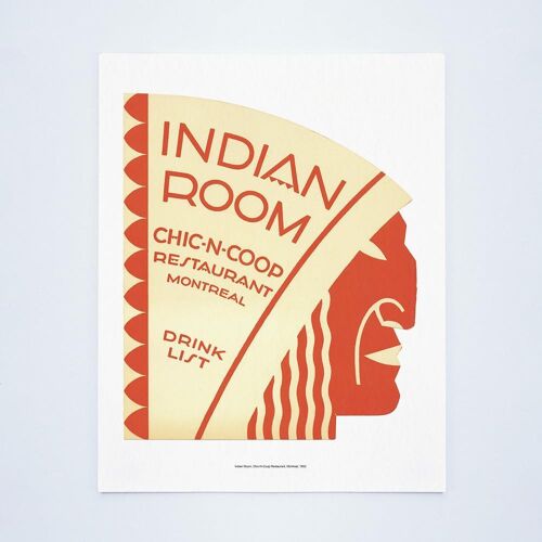 Indian Room, Chic-N-Coop Restaurant, Montreal, 1950 - A4 (210x297mm) Archival Print (Unframed)