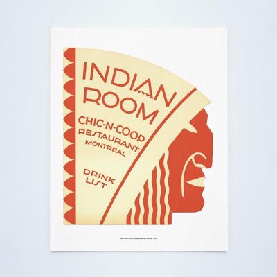 Indian Room, Chic-N-Coop Restaurant, Montreal, 1950 - A3 (297x420mm) Archival Print (Unframed)