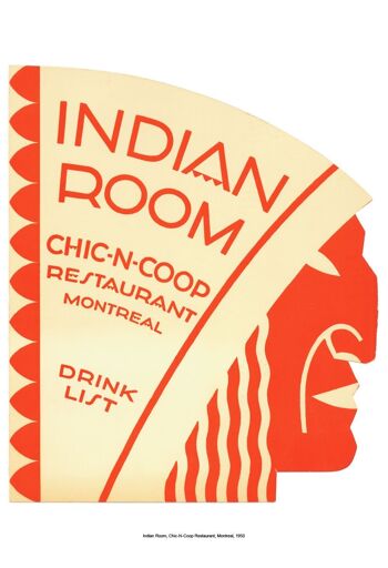 Indian Room, Restaurant Chic-N-Coop, Montréal, 1950 - A3 (297x420mm) Tirage d'archives (Sans cadre) 3