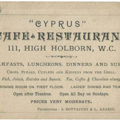 Cyprus Cafe Restaurant, Londra, 1890 - A4 (210 x 297 mm) Stampa d'archivio (senza cornice)