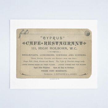 Cyprus Cafe Restaurant, Londres, 1890 - A3+ (329x483mm, 13x19 pouces) Impression d'archives (Sans cadre) 2