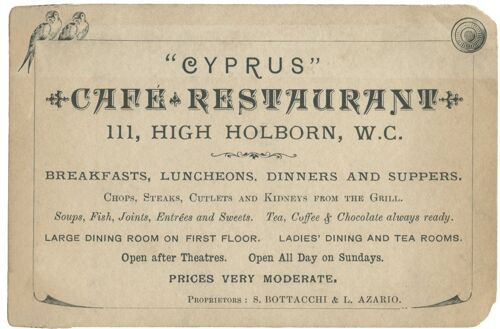 Cyprus Cafe Restaurant, London, 1890 - A1 (594x840mm) Archival Print (Unframed)