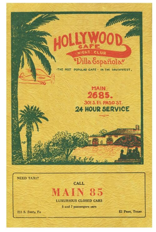 Hollywood Café, El Paso, Texas, 1933 - A4 (210x297mm) Archival Print (Unframed)