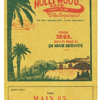 Hollywood Café, El Paso, Texas, 1933 - A4 (210x297mm) Archival Print (Unframed)