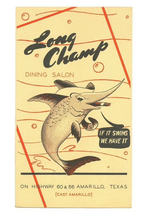 Long Champ Dining Salon, Amarillo, Texas, 1948 - A1 (594x840mm) Archival Print (Unframed)