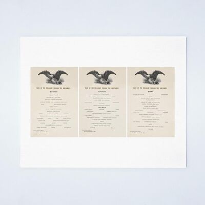 Tour Of President Theodore Roosevelt Through The Northwest 1902 (Breakfast, Lunch & Dinner Menus) - A3 (297x420mm) Archival Print (Unframed)