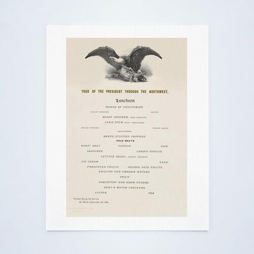 Tour Of President Theodore Roosevelt Through The Northwest 1902 - Luncheon Menu - A2 (420x594mm) Archival Print (Unframed)