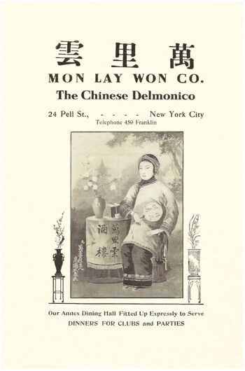 Mon Lay Won Co, New York, 1910 Menu Art - A3 (297x420mm) impression d'archives (sans cadre) 1