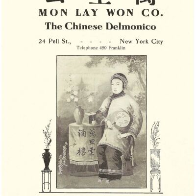 Arte de menú de Mon Lay Won Co, Nueva York, 1910 - Impresión de archivo de 50 x 76 cm (20 x 30 pulgadas) (sin marco)