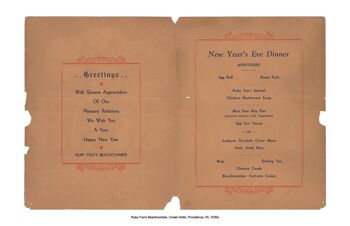 Menu du réveillon du Nouvel An de Ruby Foo's Beachcomber, Providence, R.I. 1930 - A1 (594x840mm) impression d'archives (sans cadre) 2
