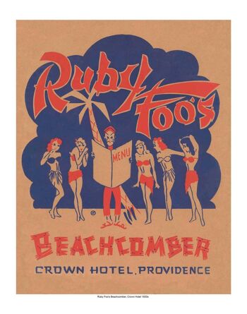 Menu du réveillon du Nouvel An de Ruby Foo's Beachcomber, Providence, R.I. 1930 - A1 (594x840mm) impression d'archives (sans cadre) 3