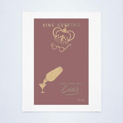 King Cocktail Shake Again With Eddie, London 1950s Book Cover - A4 (210x297mm) Archival Print (Unframed)