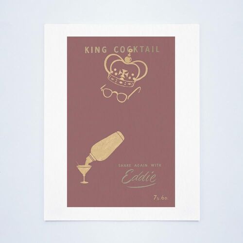 King Cocktail Shake Again With Eddie, London 1950s Book Cover - A3 (297x420mm) Archival Print (Unframed)