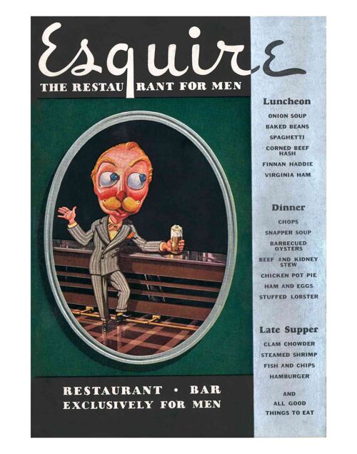 Esquire Restaurant For Men, Penn-Harris Hotel, Harrisburg, PA 1930s - A4 (210x297mm) Archival Print (Unframed)