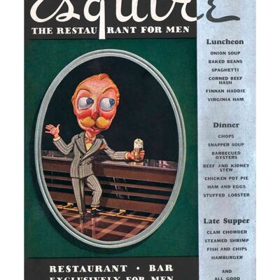 Esquire Restaurant For Men, Penn-Harris Hotel, Harrisburg, PA 1930s - A3+ (329x483mm, 13x19 inch) Archival Print (Unframed)