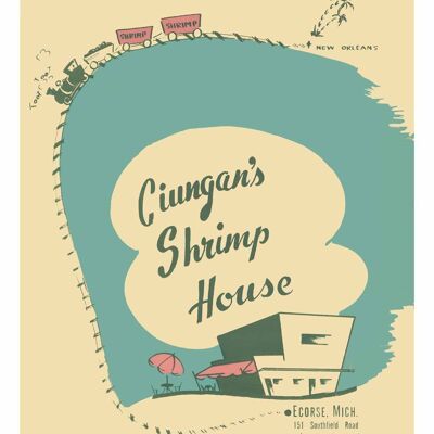 Ciungans Shrimp House, Ecorse, Michigan 1954 - A4 (210 x 297 mm) Archivdruck (ungerahmt)