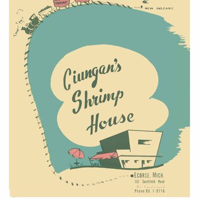 Ciungan's Shrimp House, Ecorse, Michigan 1954 - A3 (297x420mm) Archival Print (Unframed)