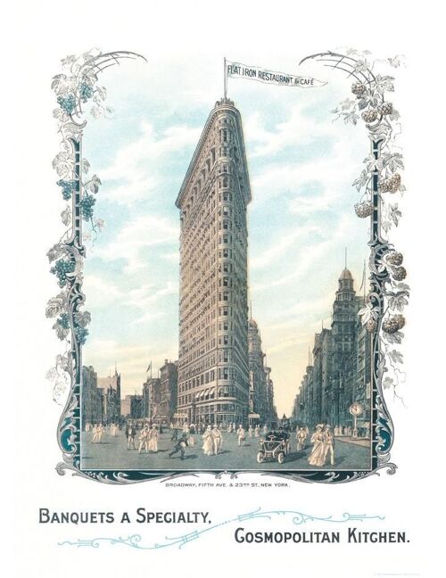Flat Iron Restaurant & Café, New York 1905 - A4 (210x297mm) Archival Print (Unframed)