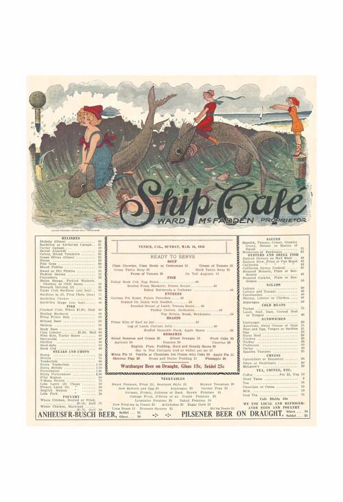 Ship Café, Venice, California 1913 - A4 (210x297mm) Archival Print (Unframed)